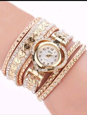 Rose Gold Heart Wrap Watch Bracelet - Women Accessories
